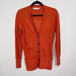 LOFT XSmall Orange Wool Blend Cardigan Sweater